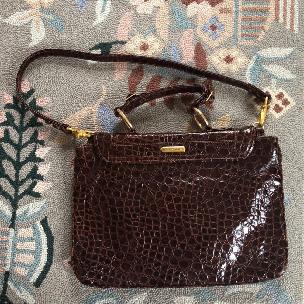 Rebecca Minkoff Brown Croc-Embossed Leather Shoulder Bag with Gold Hardware - Picture 2 of 4